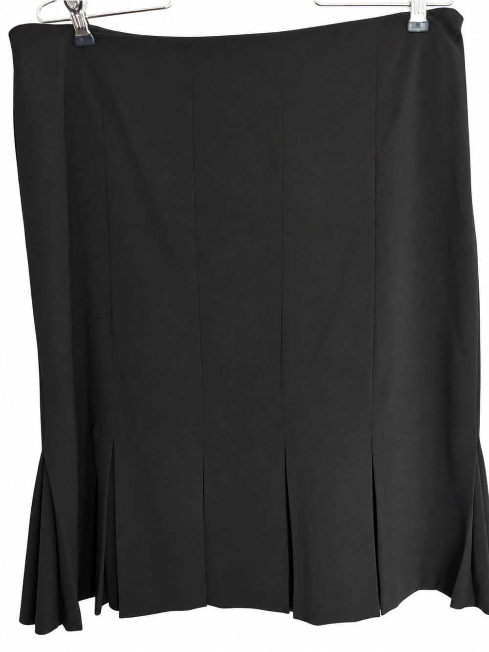 AB Studio Black Pleated Midi Skirt Size 12 Career Work Church Classic